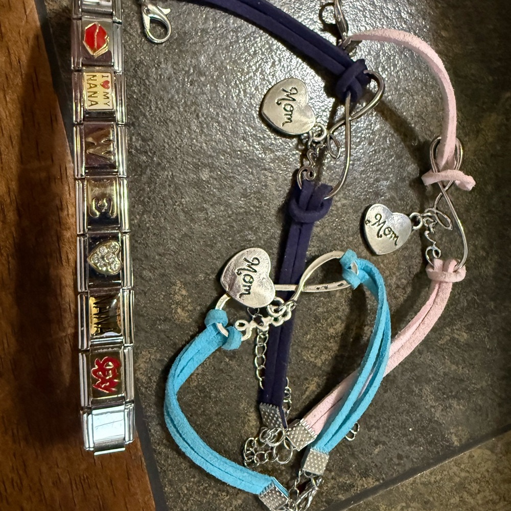 Silver Charm Bracelet and Heart Charm Bracelets Set